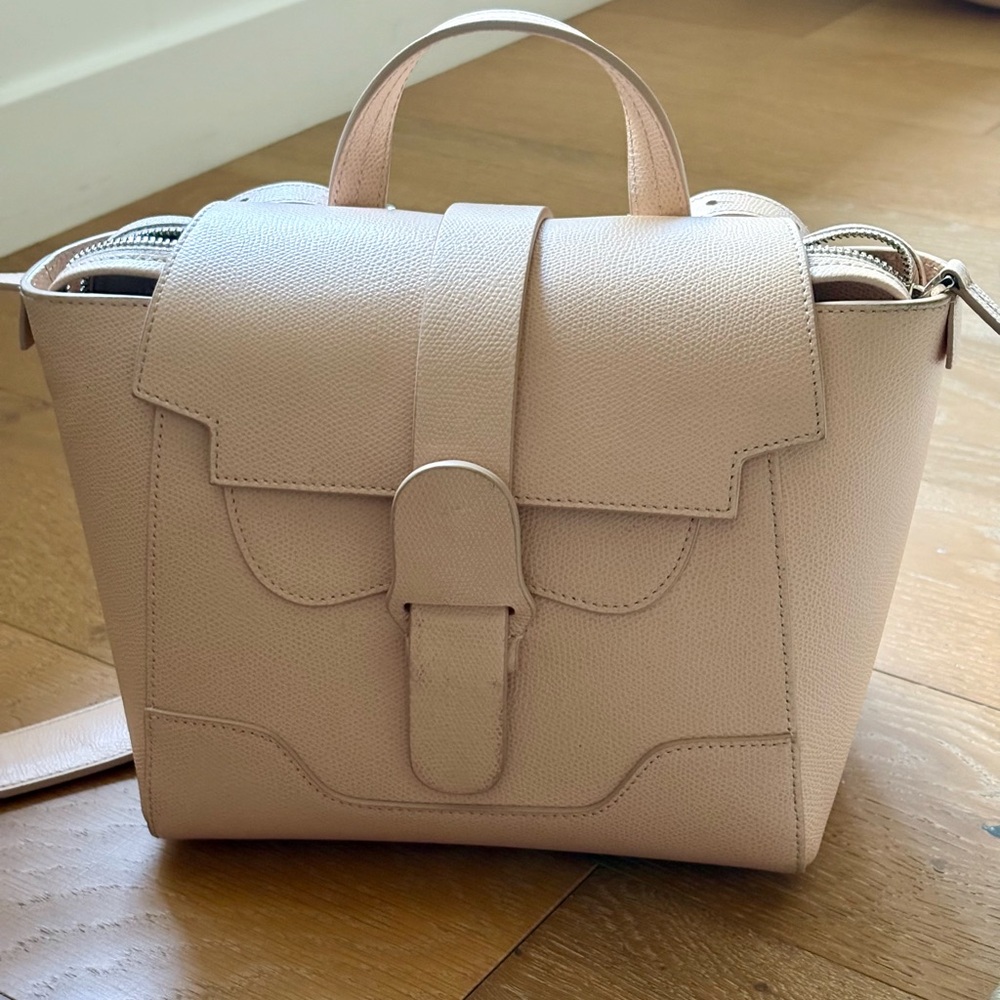 Senreve Mini Maestra Pebbled Leather Convertible Crossbody Backpack Blush Pink